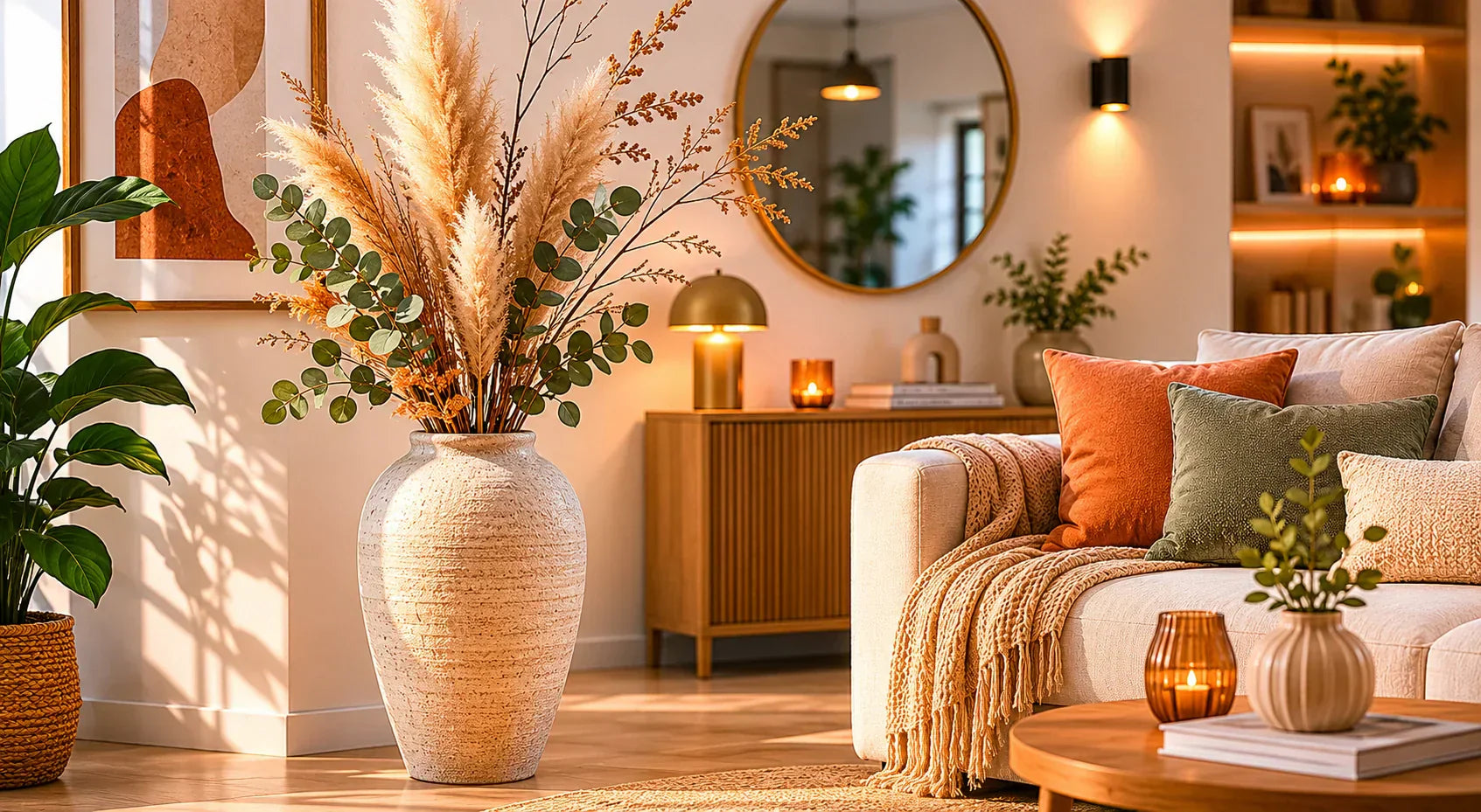 Comment décorer un grand vase au sol dans un salon ? Image