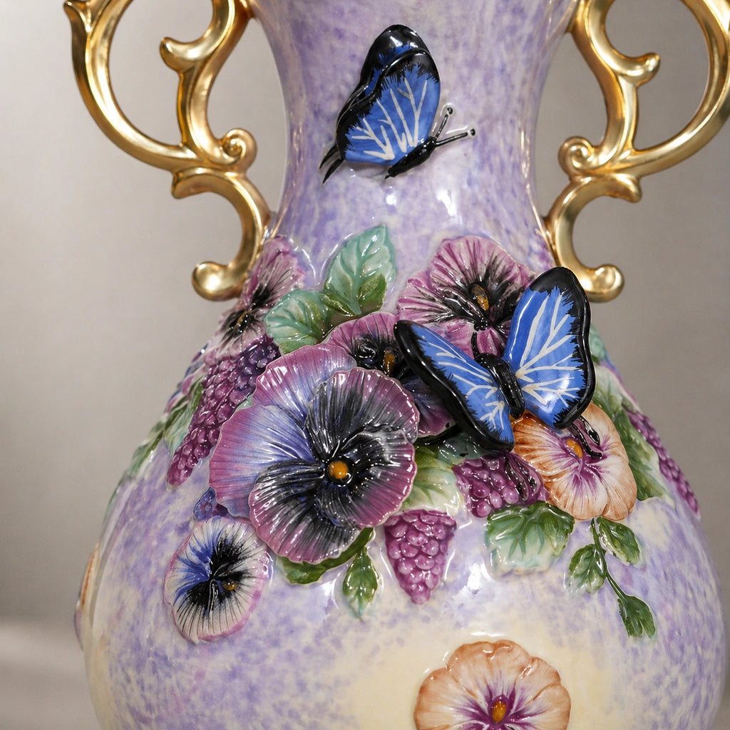 Vase en céramique coloré - anses doré, style Versailles, Rosalia