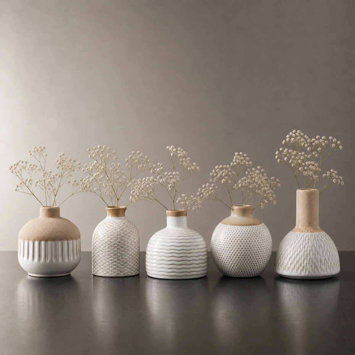 Mini Vase En Céramique blanc & beige - Mya