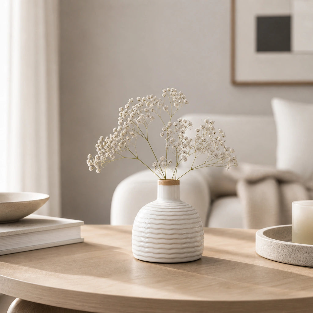 Mini Vase En Céramique blanc & beige - Mya
