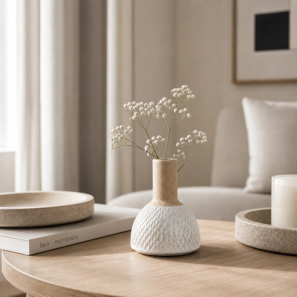 Mini Vase En Céramique blanc & beige - Mya