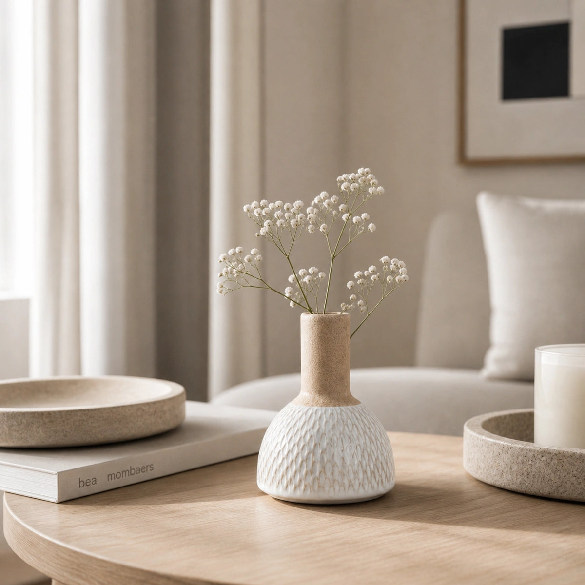 Mini Vase En Céramique blanc & beige - Mya