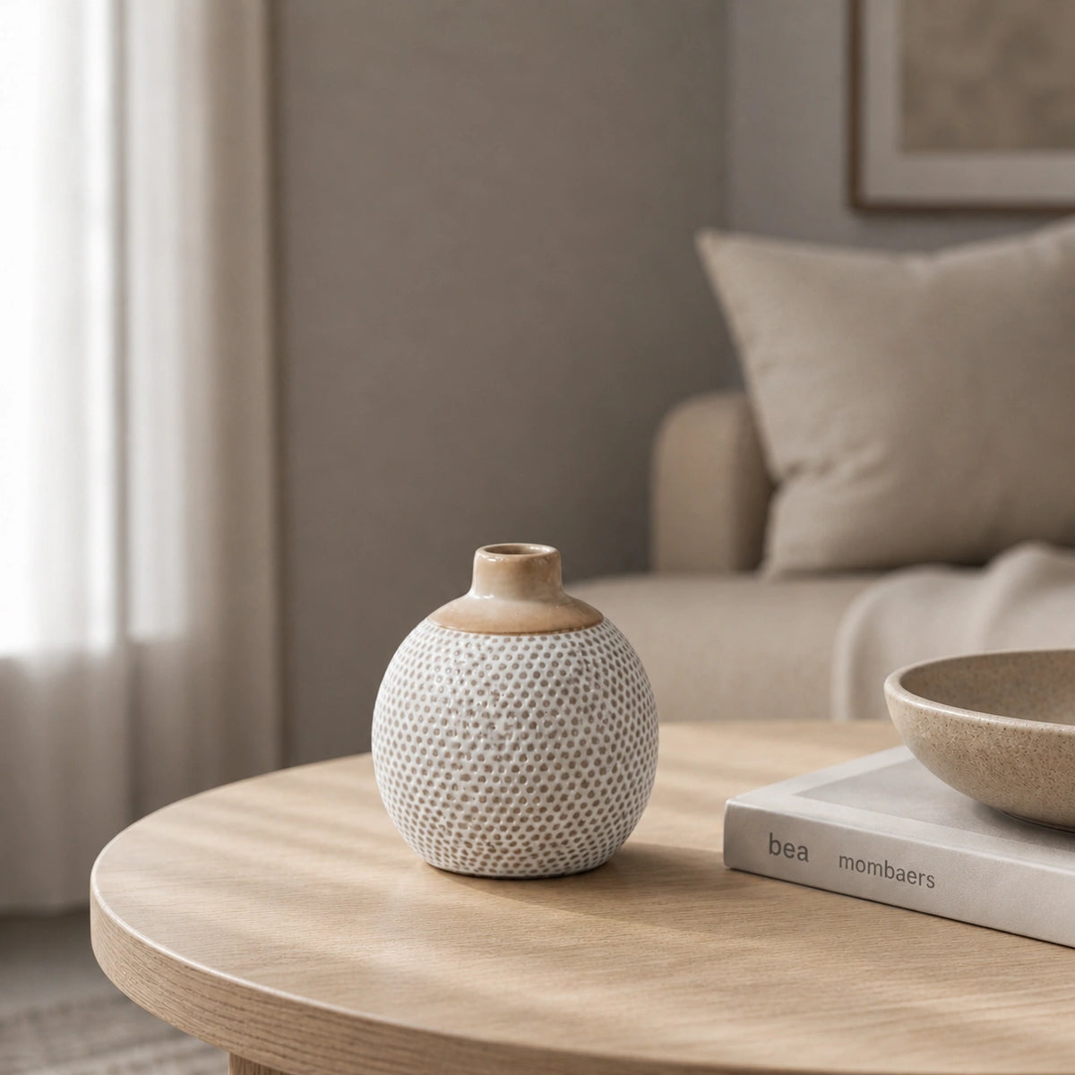 Mini Vase En Céramique blanc & beige - Mya