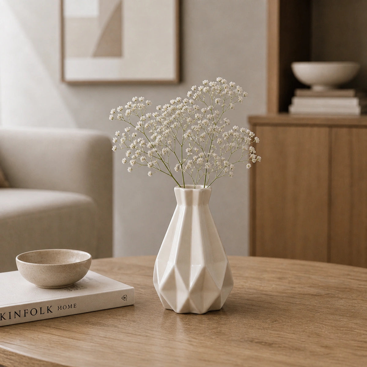 Vase plastique rond blanc - Zanha