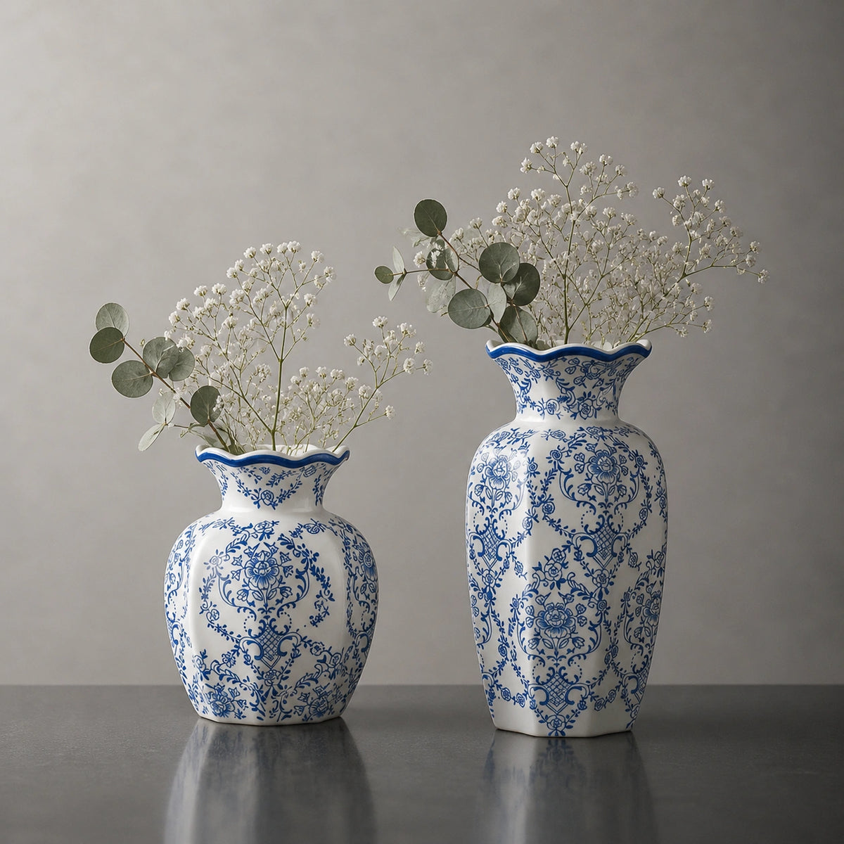vase en Porcelaine - Style chinois bleu et blanc, Impérial