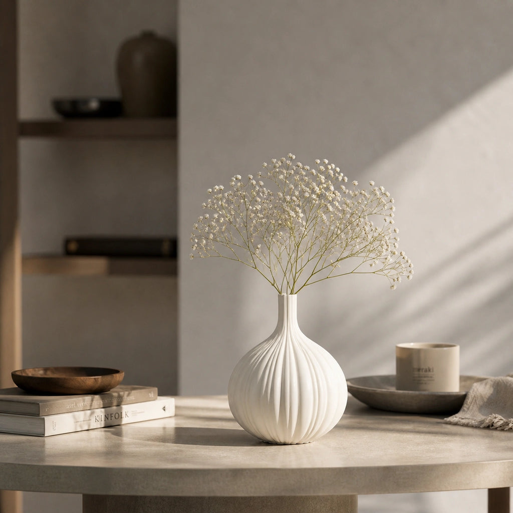 Vase céramique blanc rond - Muggy