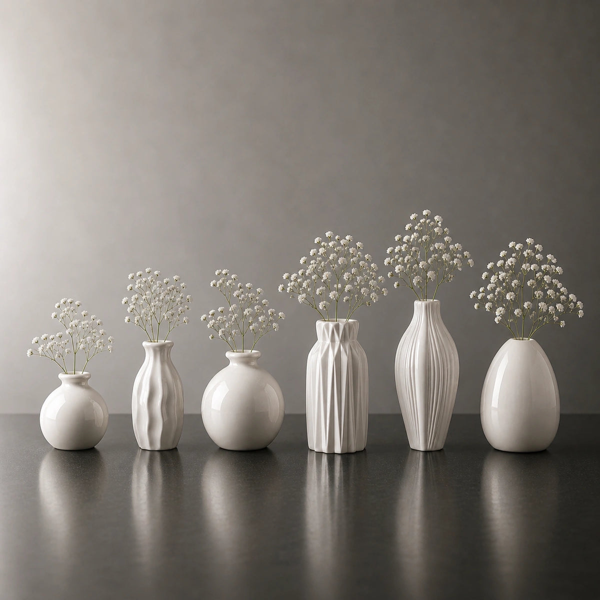 Mini vase en céramique structuré - Blanc, Gaïa