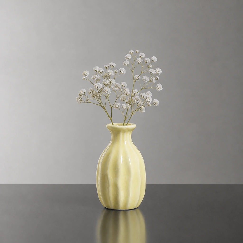 Mini vase en céramique structuré - jaune, Gaïa