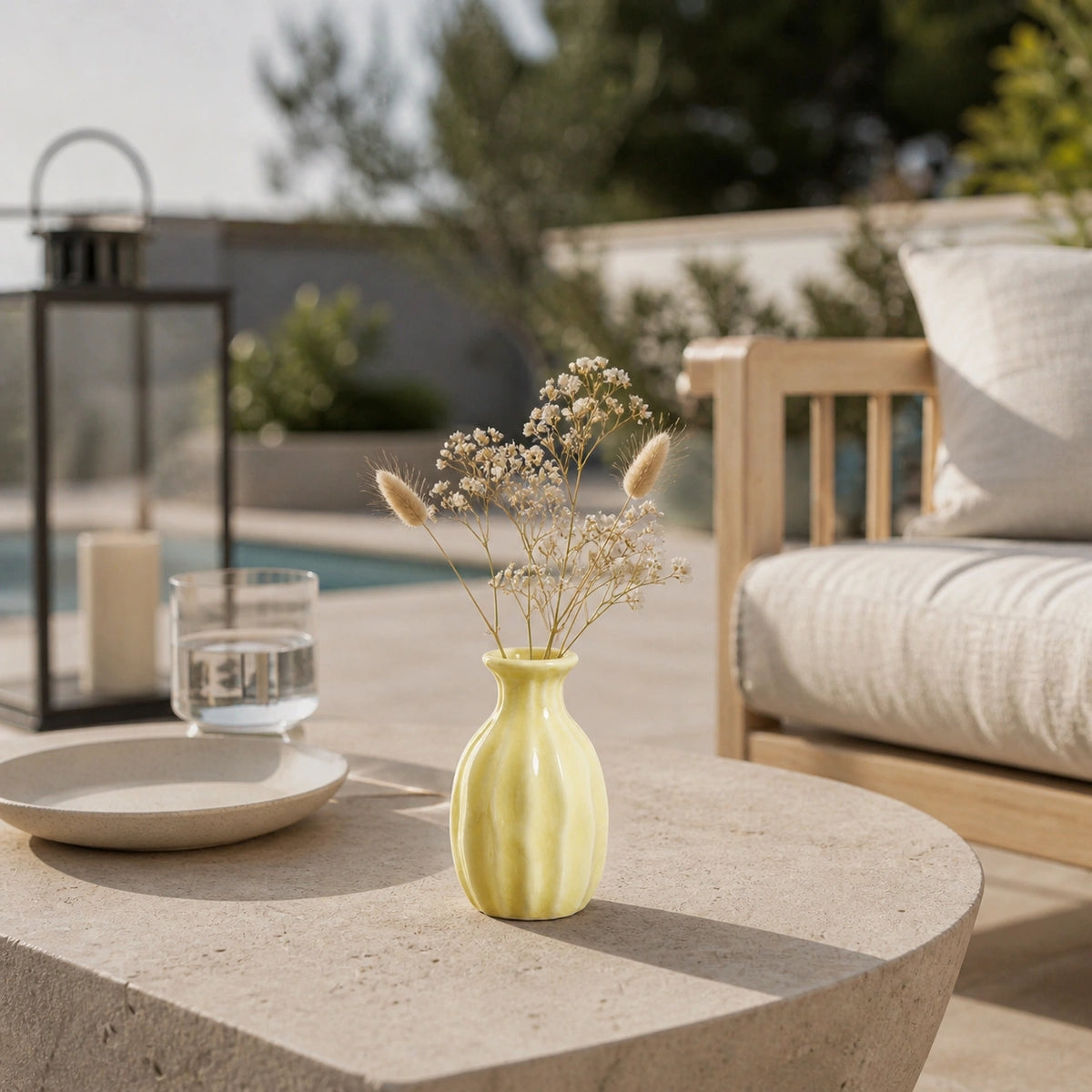 Mini vase en céramique structuré - jaune, Gaïa