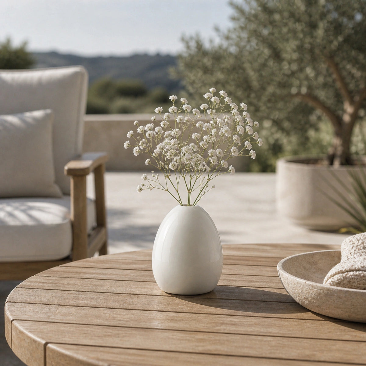 Mini vase en céramique structuré - Blanc, Gaïa