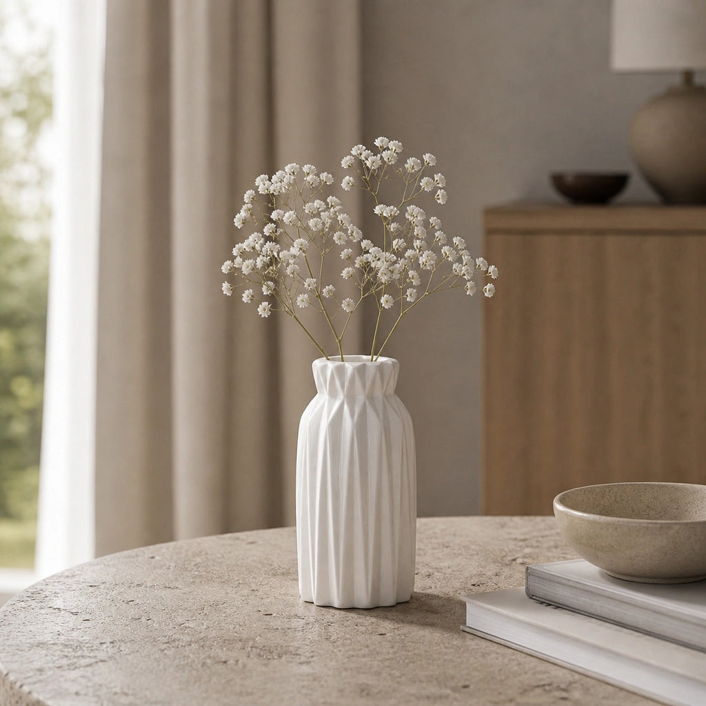 Mini vase en céramique structuré - Blanc, Gaïa