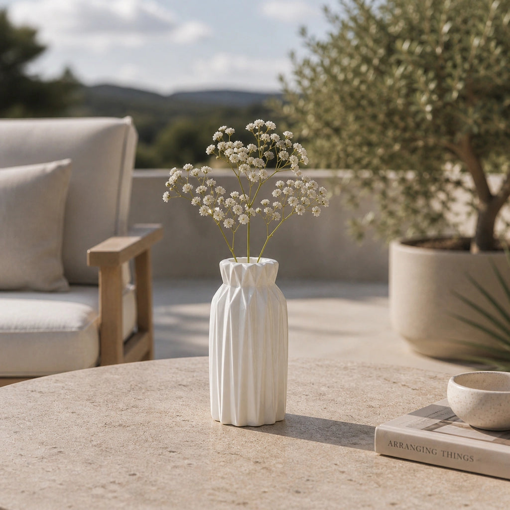 Mini vase en céramique structuré - Blanc, Gaïa