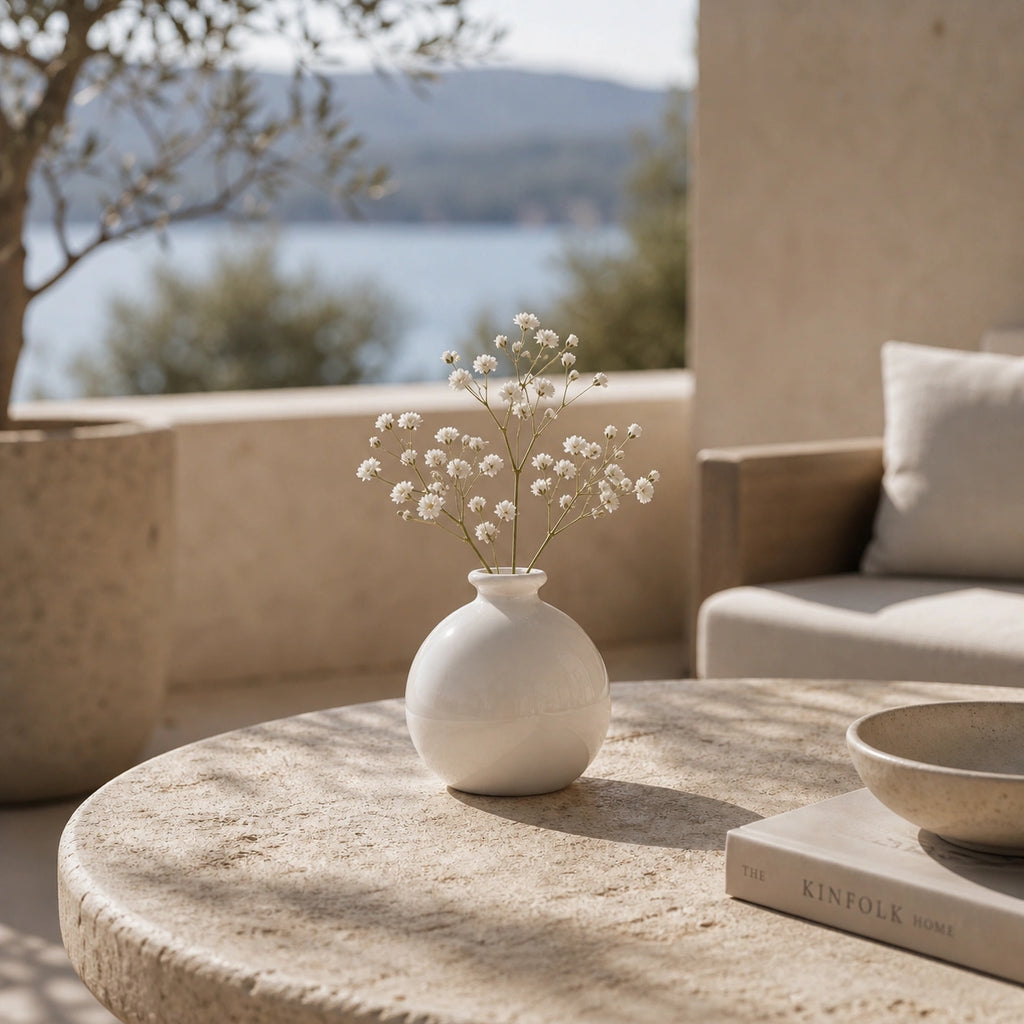 Mini vase en céramique structuré - Blanc, Gaïa