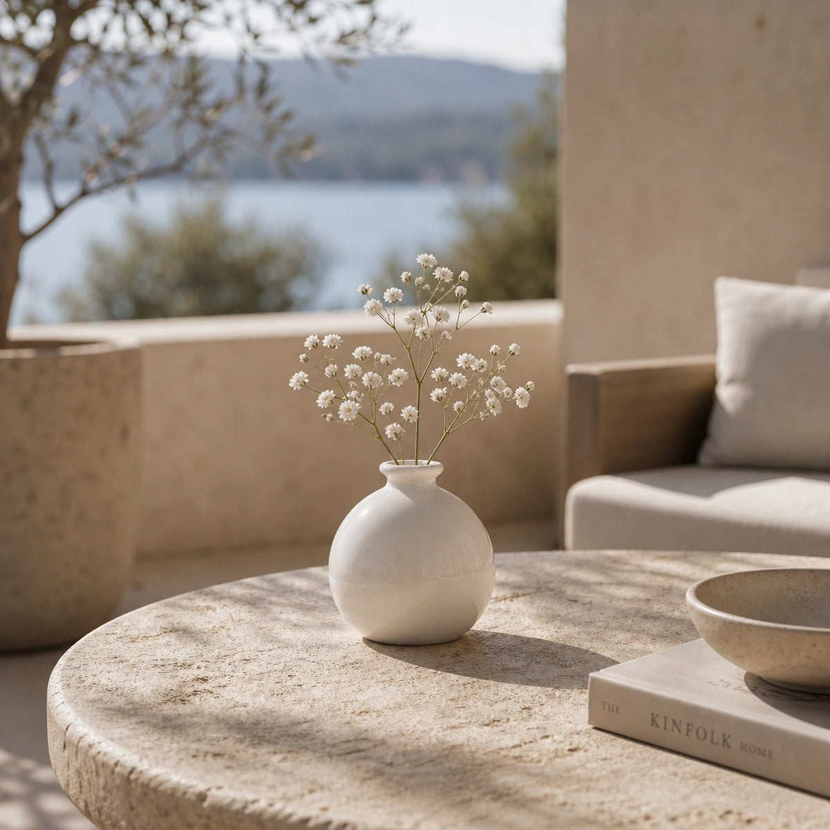Mini vase en céramique structuré - Blanc, Gaïa