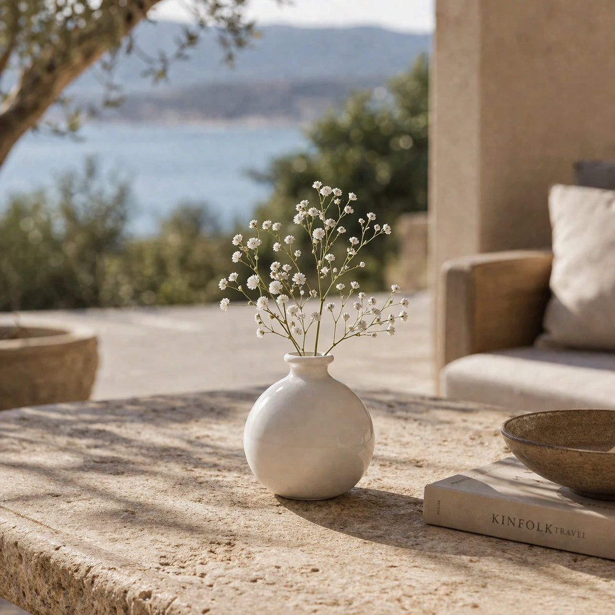 Mini vase en céramique structuré - Blanc, Gaïa
