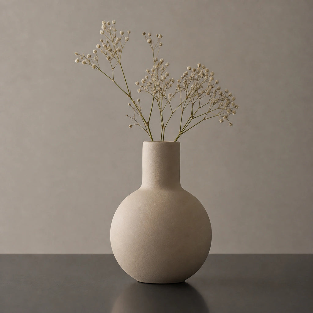 Petit vase en céramique rond - design, beige, Morini