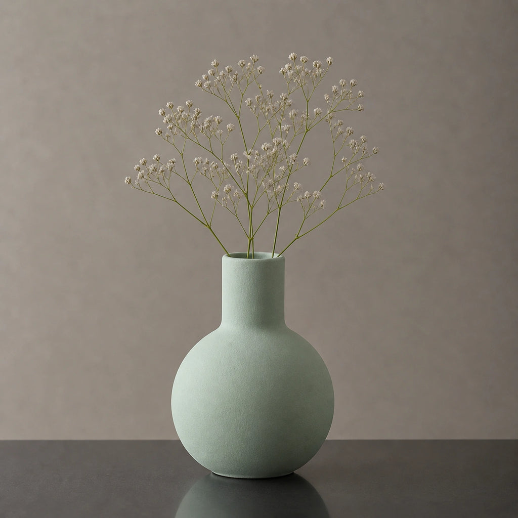 Petit vase en céramique rond - design, vert, Morini