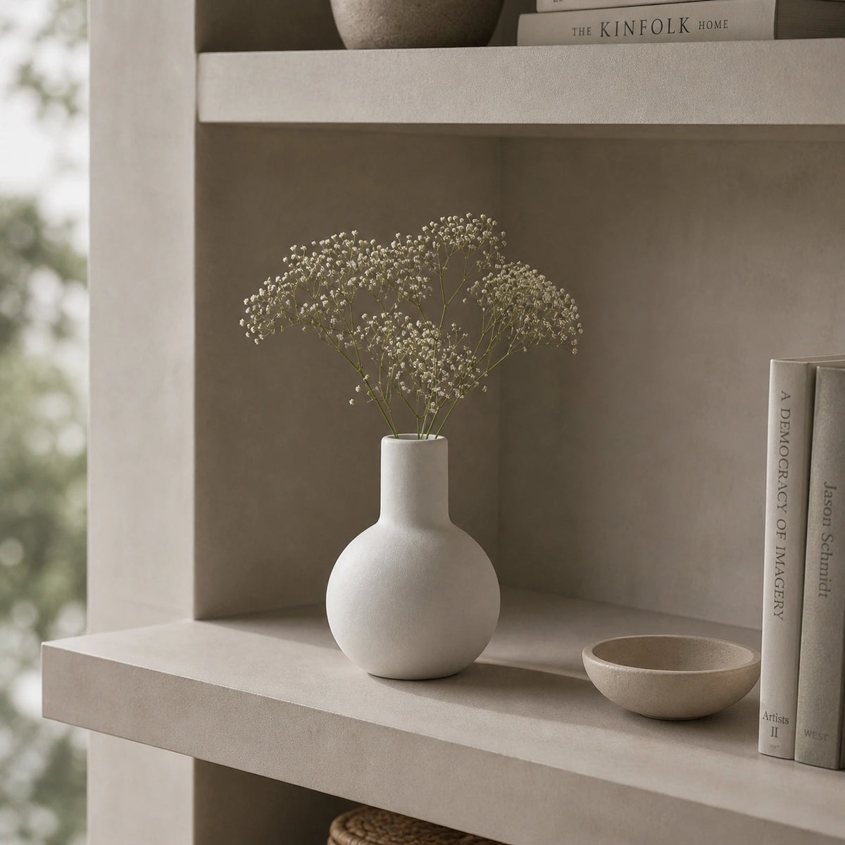 Petit vase en céramique rond - design, blanc, Morini