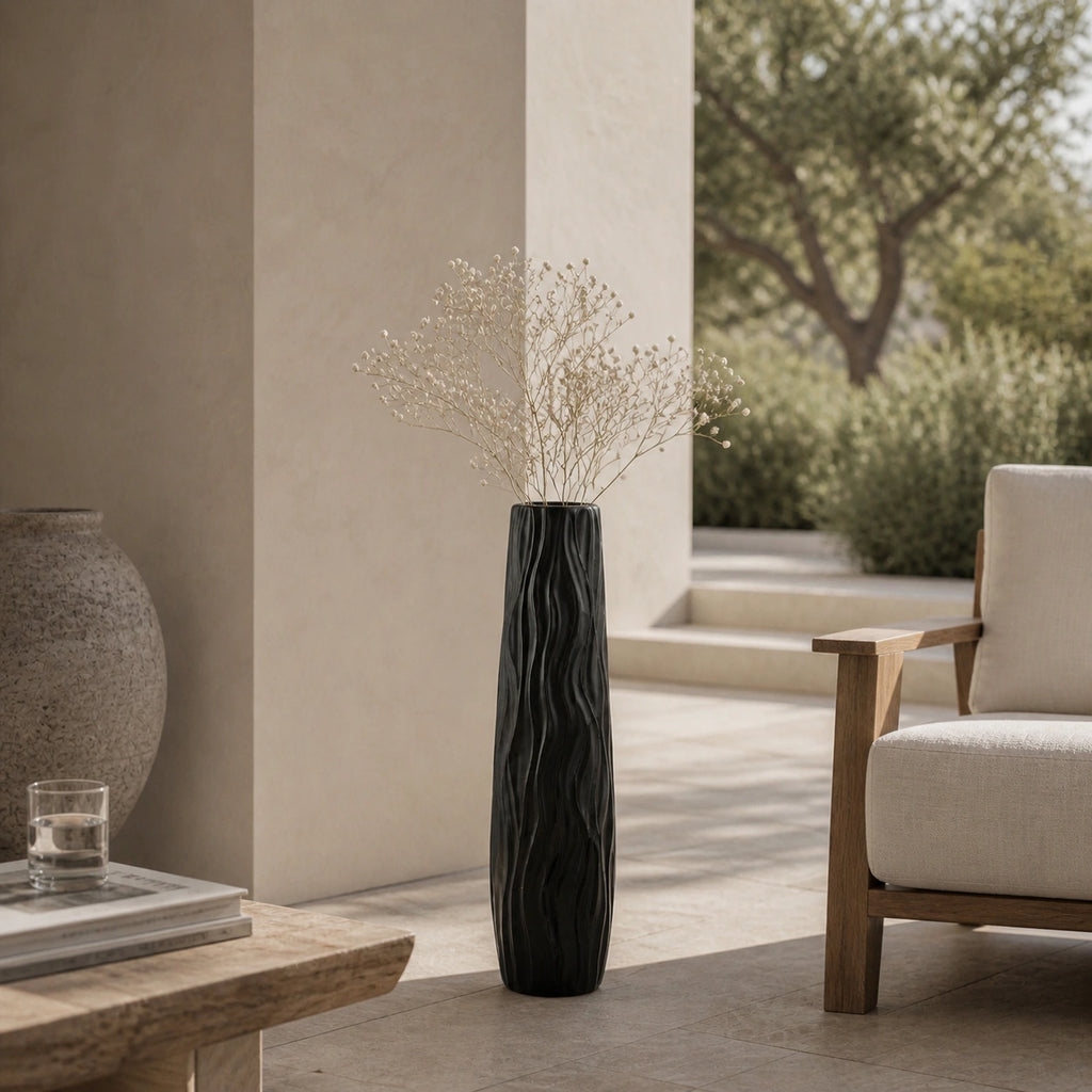 Grand vase en plastique noir - Élegant, Terra
