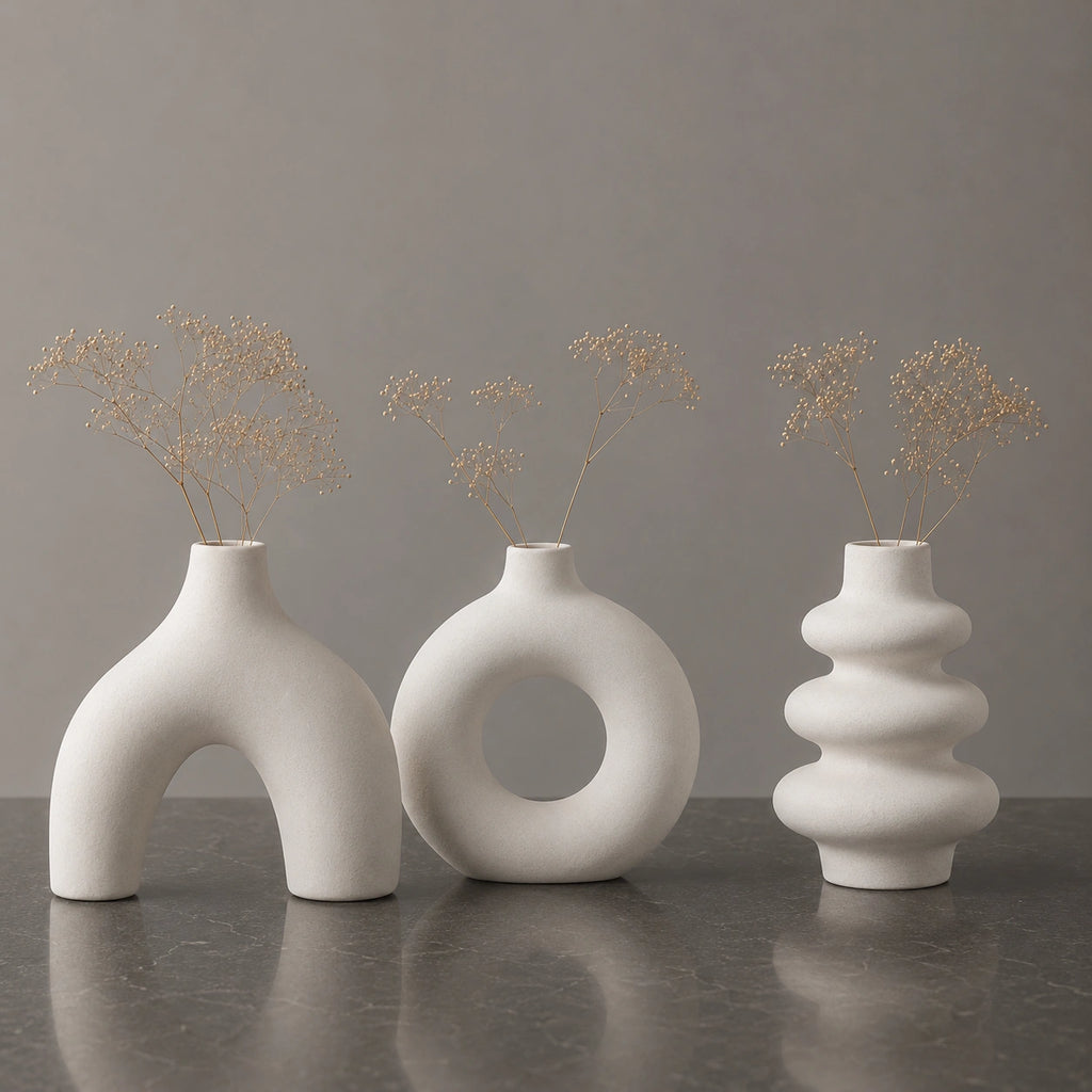 Petit vase en céramique Blanc - 3 pièces, Soren