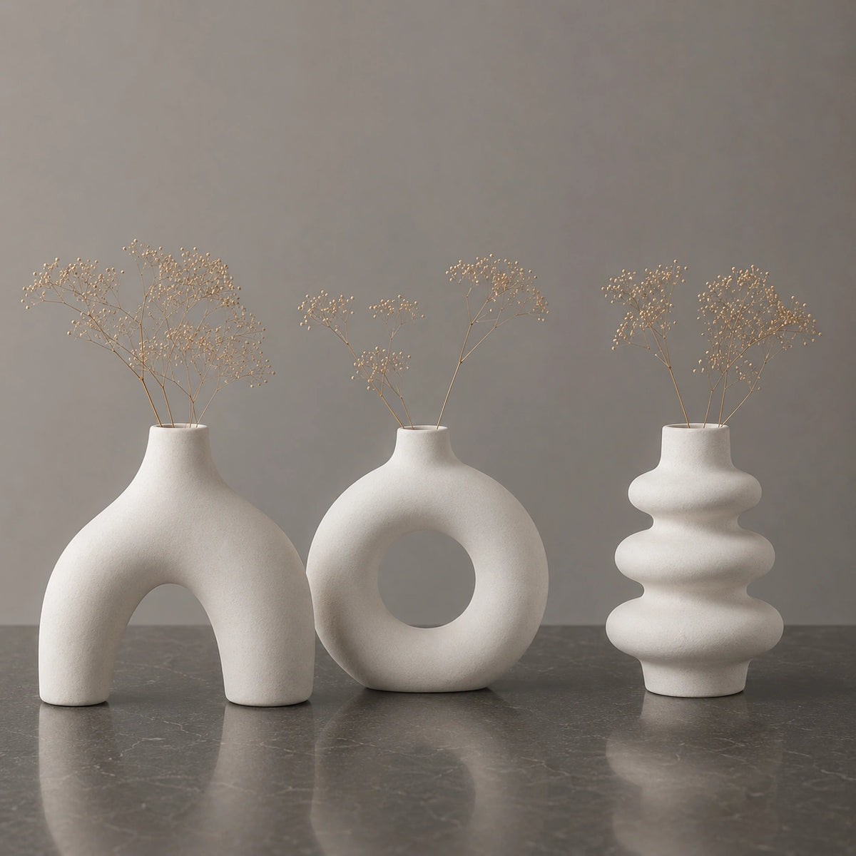 Petit vase en céramique Blanc - 3 pièces, Soren