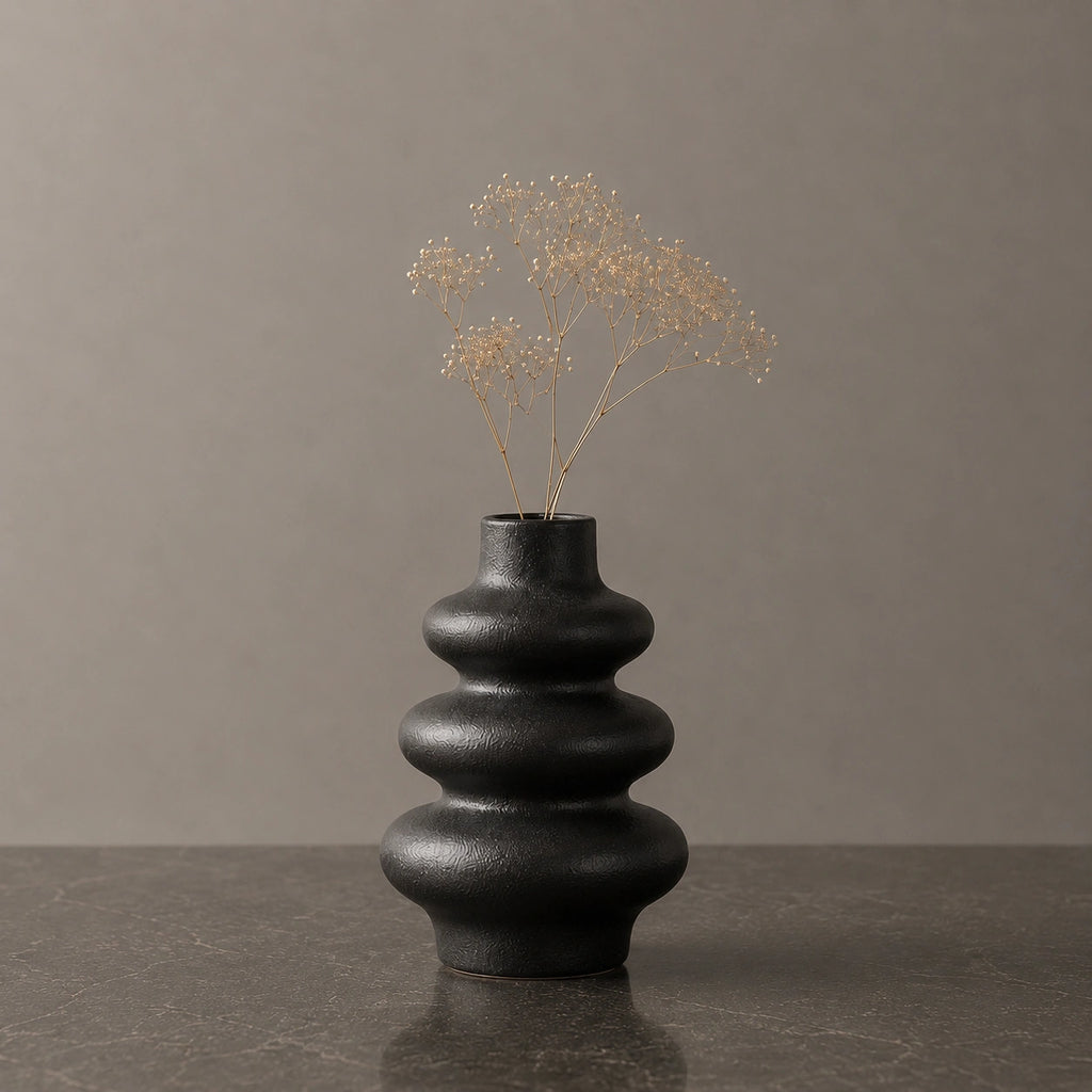 Petit vase en céramique Noir - 3 pièces moderne, Soren