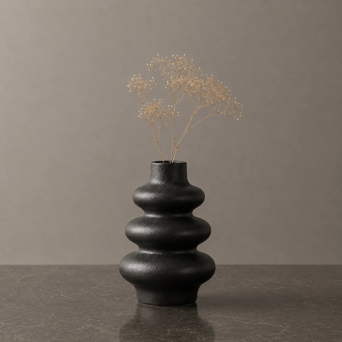 Petit vase en céramique Noir - 3 pièces moderne, Soren