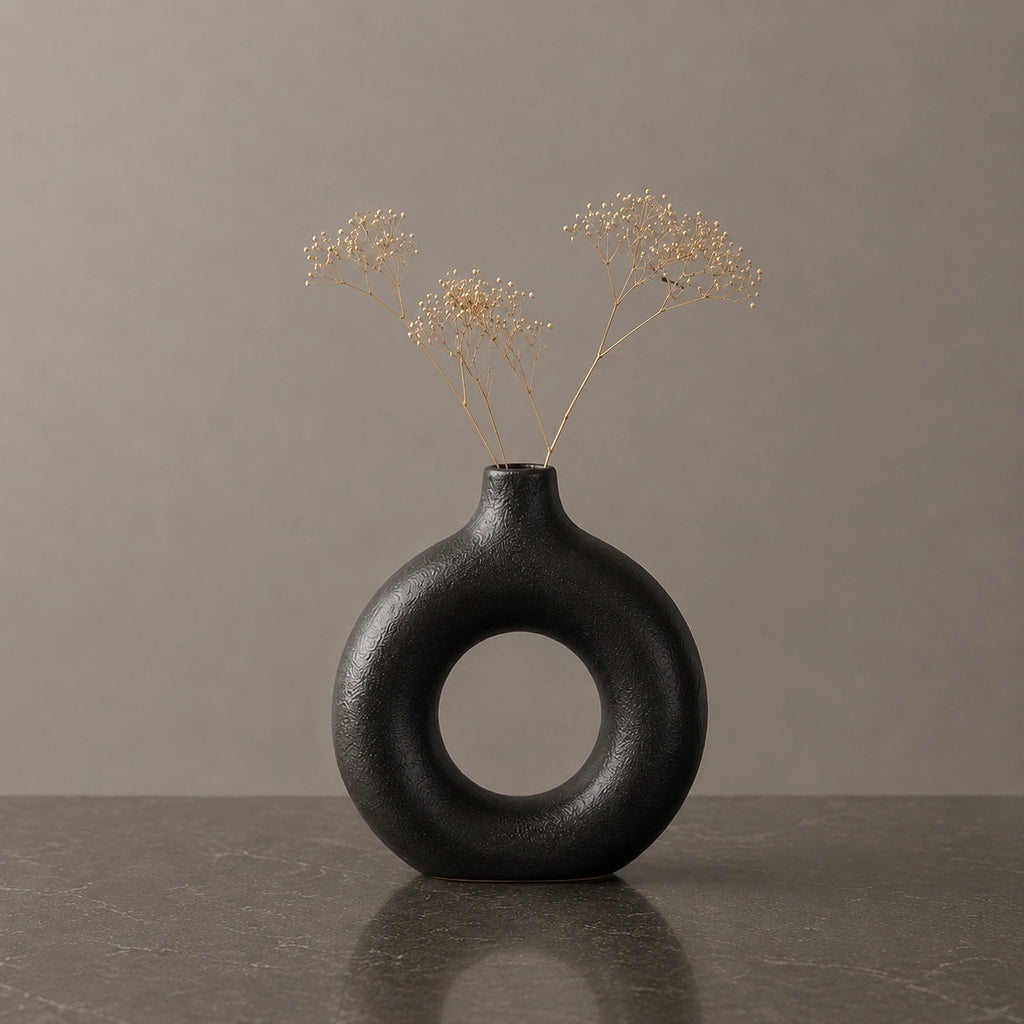 Petit vase en céramique Noir - 3 pièces moderne, Soren