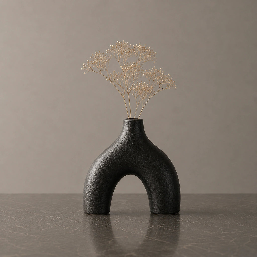 Petit vase en céramique Noir - 3 pièces moderne, Soren