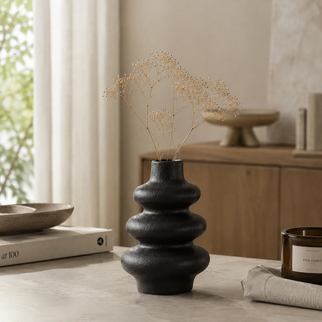 Petit vase en céramique Noir - 3 pièces moderne, Soren