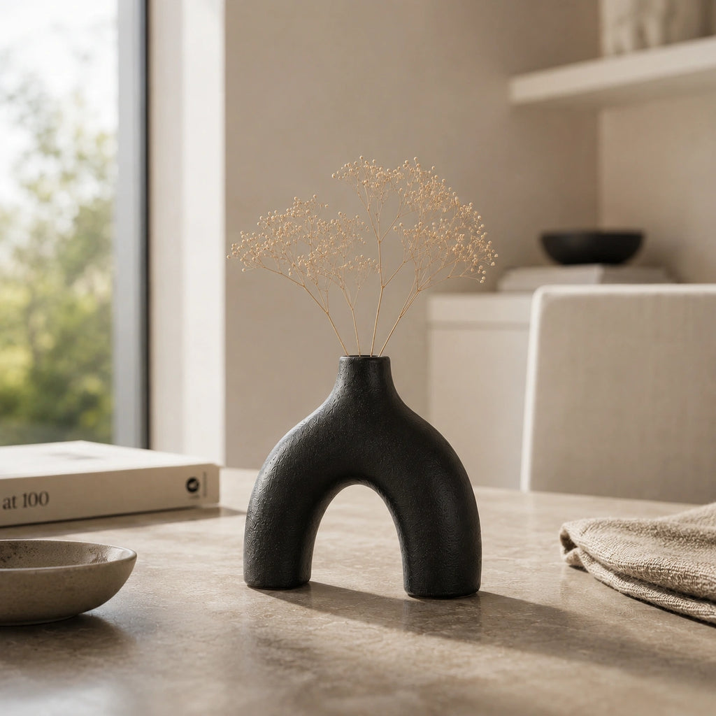 Petit vase en céramique Noir - 3 pièces moderne, Soren