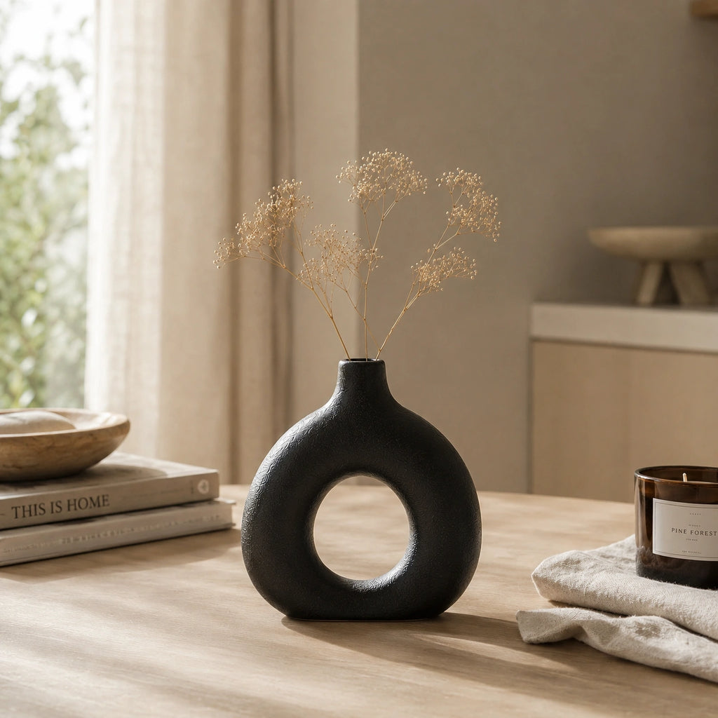 Petit vase en céramique Noir - 3 pièces moderne, Soren