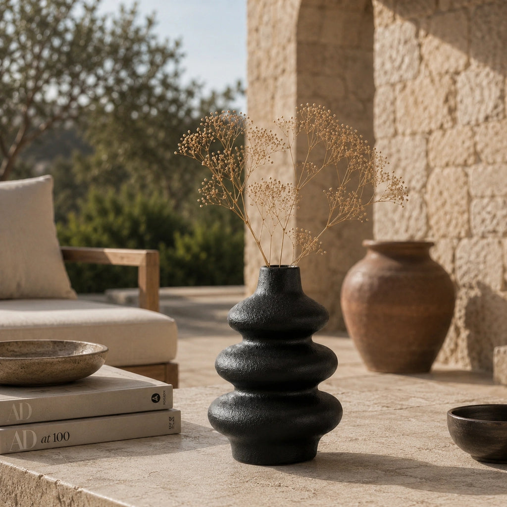 Petit vase en céramique Noir - 3 pièces moderne, Soren