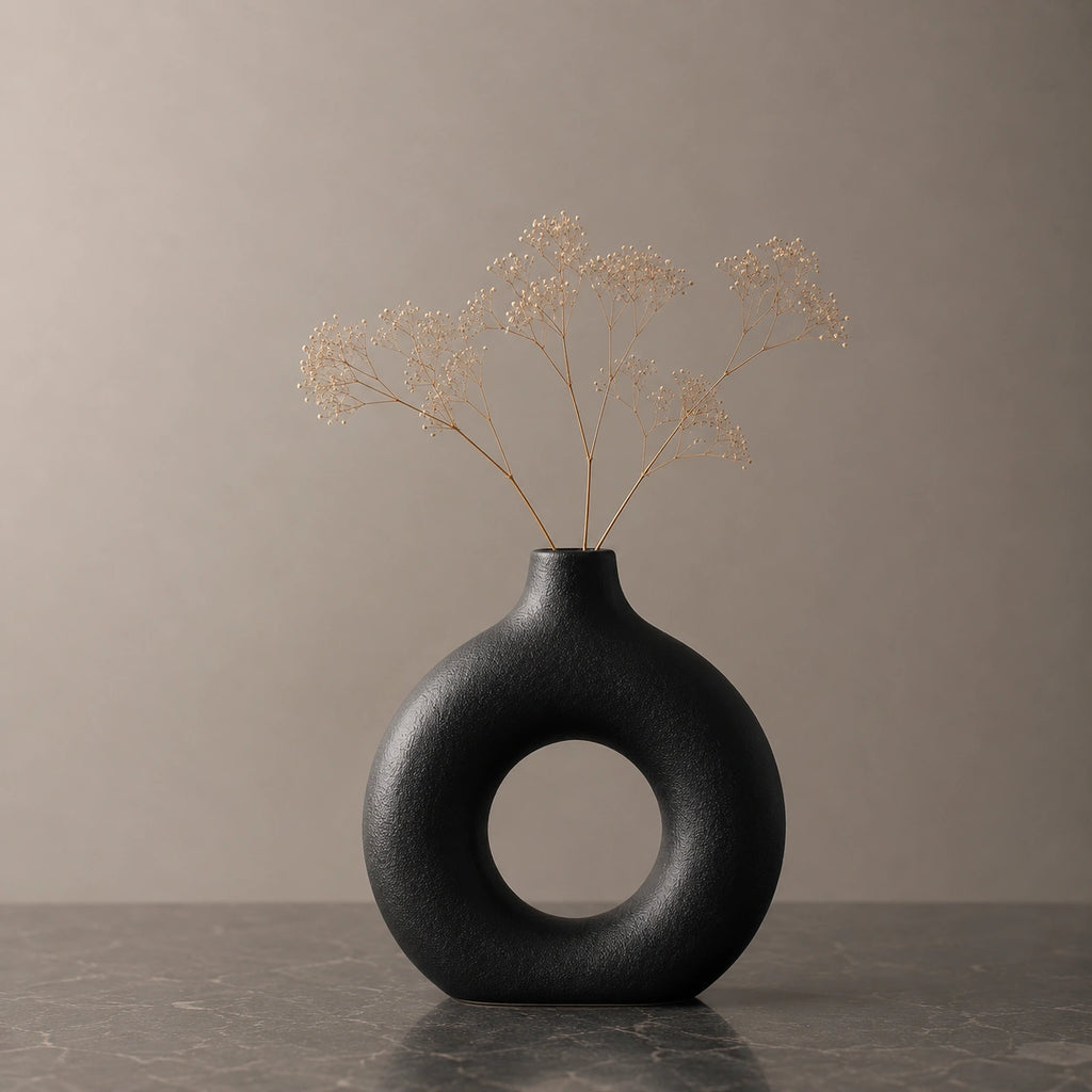 Mini vase en céramique Noir - design rond, Lyora