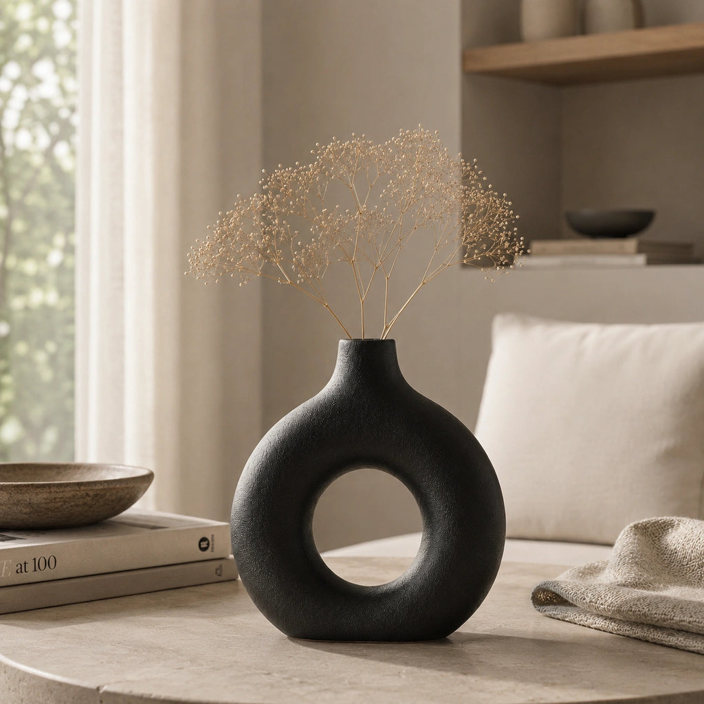 Mini vase en céramique Noir - design rond, Lyora