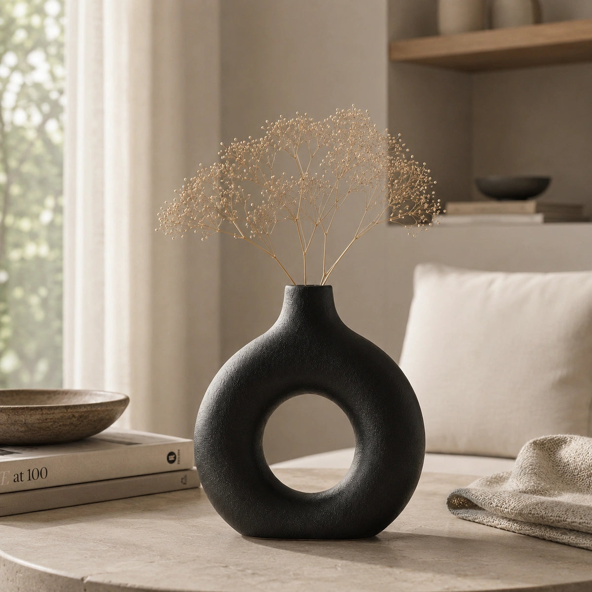 Mini vase en céramique Noir - design rond, Lyora