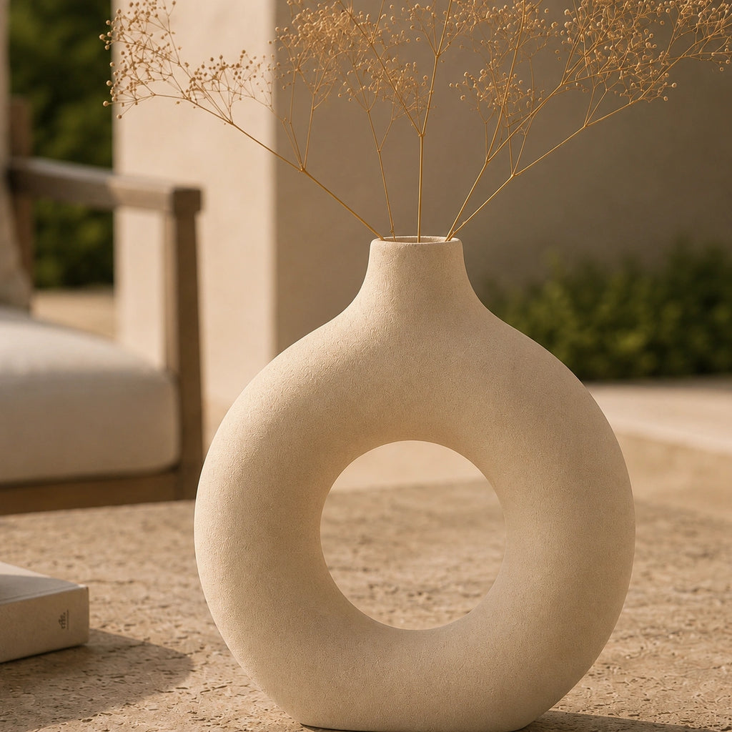 Mini vase en céramique beige - design rond, Lyora