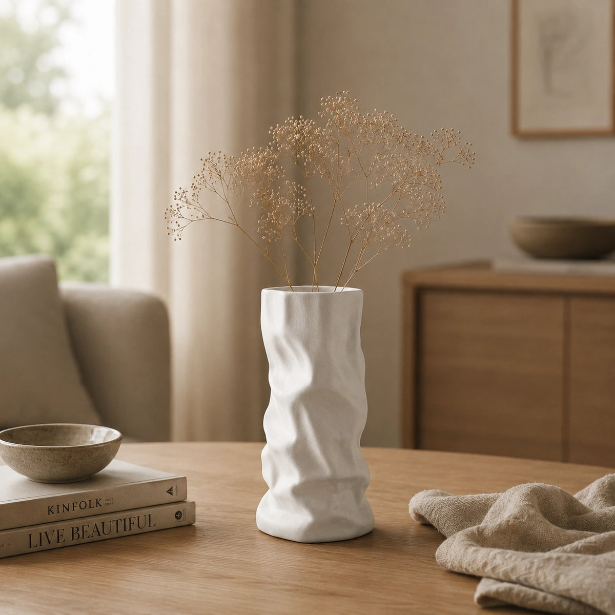 Grand Vase en céramique organique Blanc - Oria