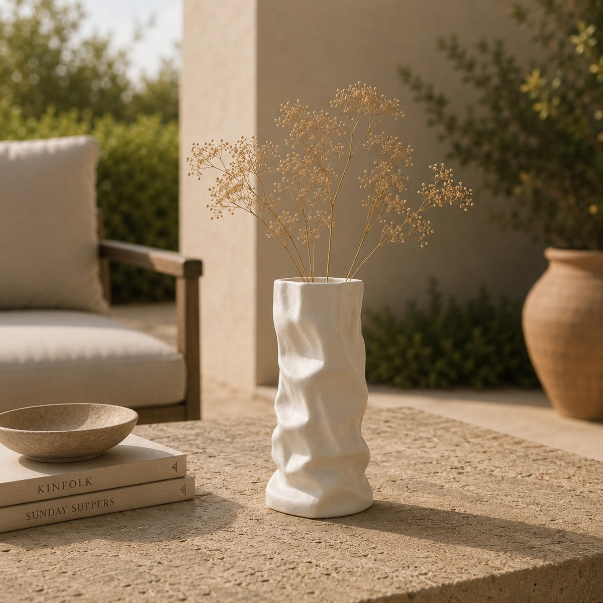 Grand Vase en céramique organique Blanc - Oria