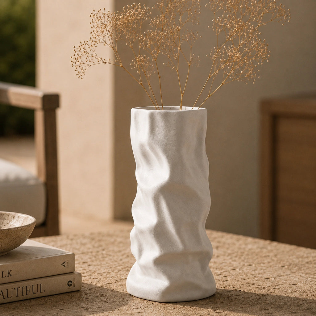 Grand Vase en céramique organique Blanc - Oria