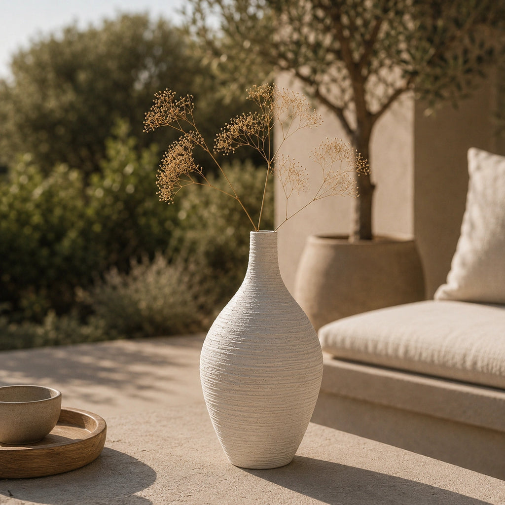 Vase en céramique beige - Moderne, Elio
