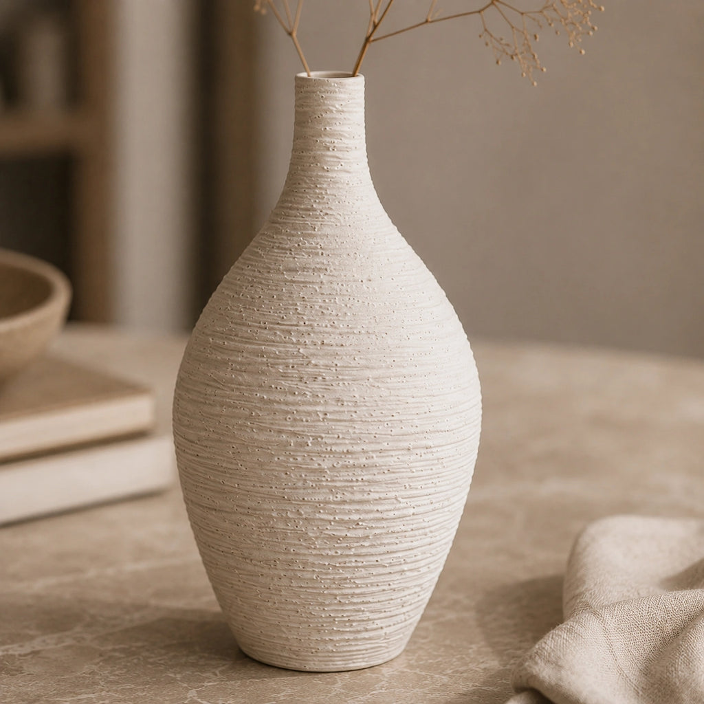 Vase en céramique beige - Moderne, Elio