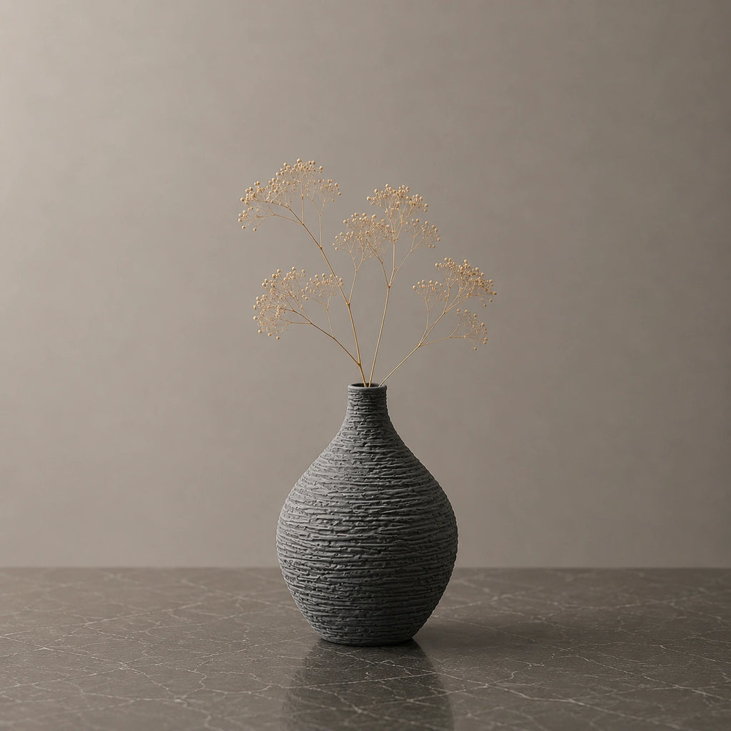 Vase en céramique gris - moderne, Elio