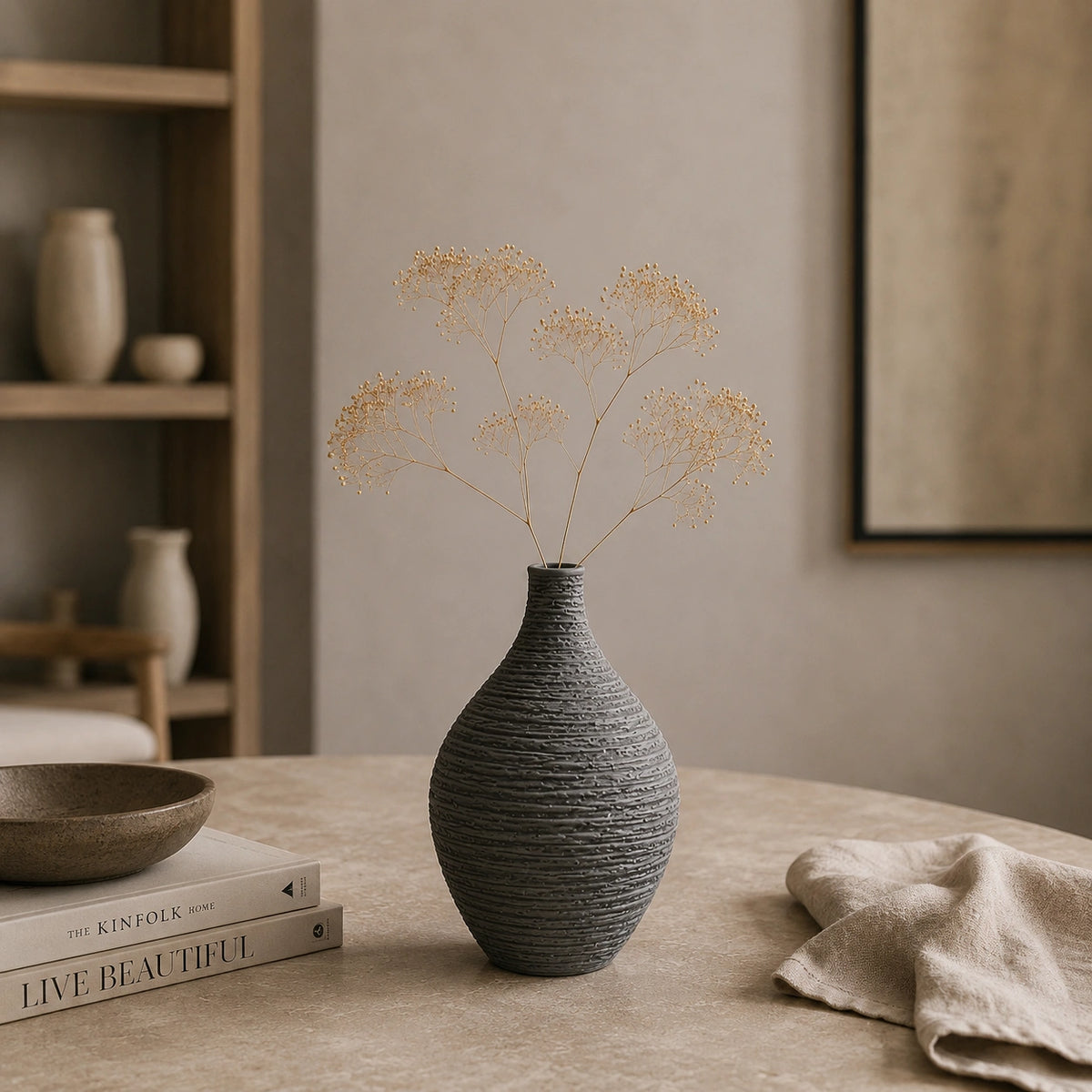 Vase en céramique gris - moderne, Elio