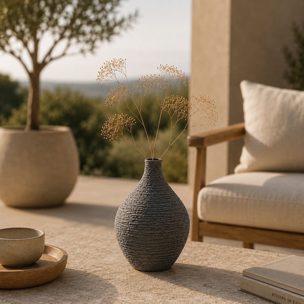 Vase en céramique gris - moderne, Elio