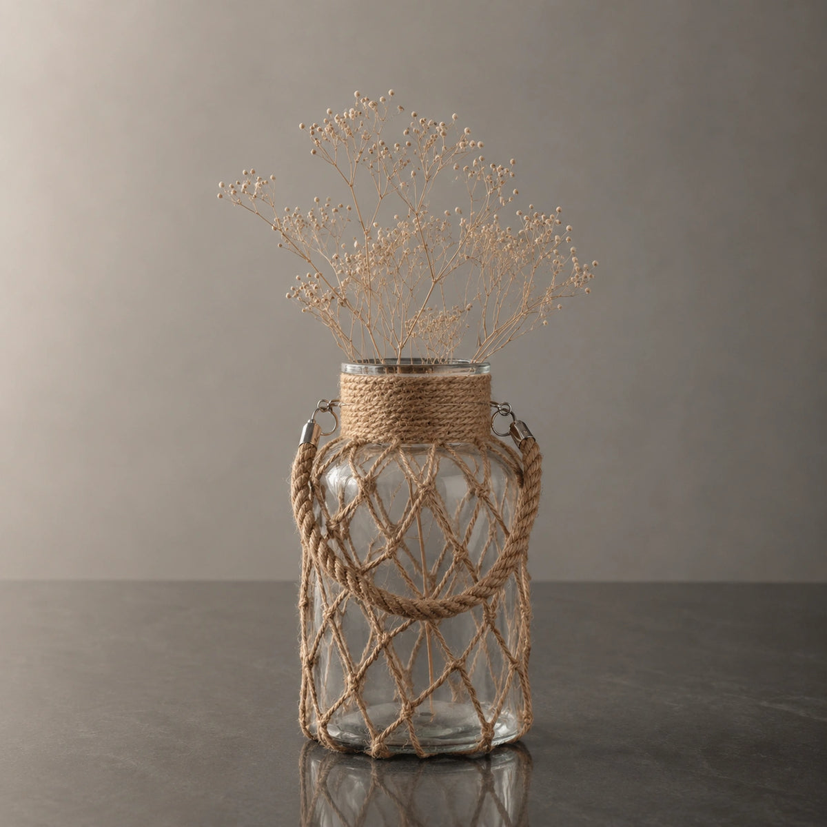 Vase en verre - Corde en chanvre tressée, Théa