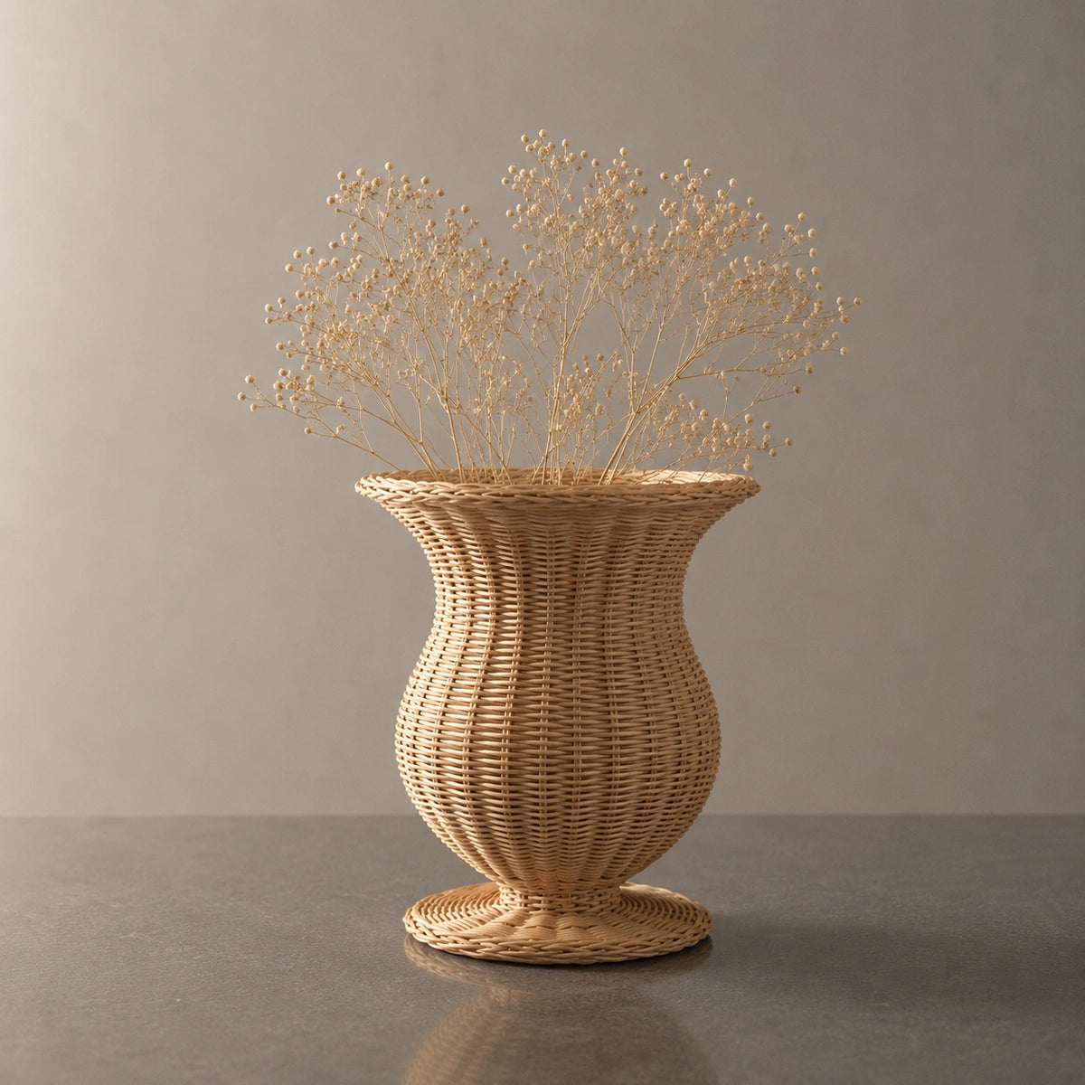 Grand vase en rotin - Artisanal, Maor