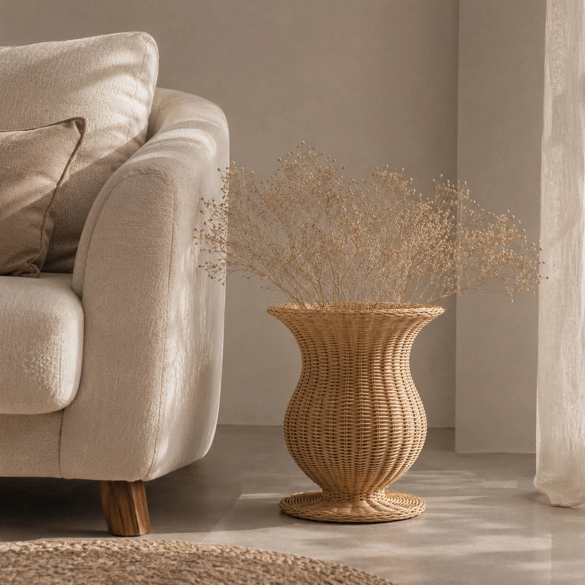 Grand vase en rotin - Artisanal, Maor
