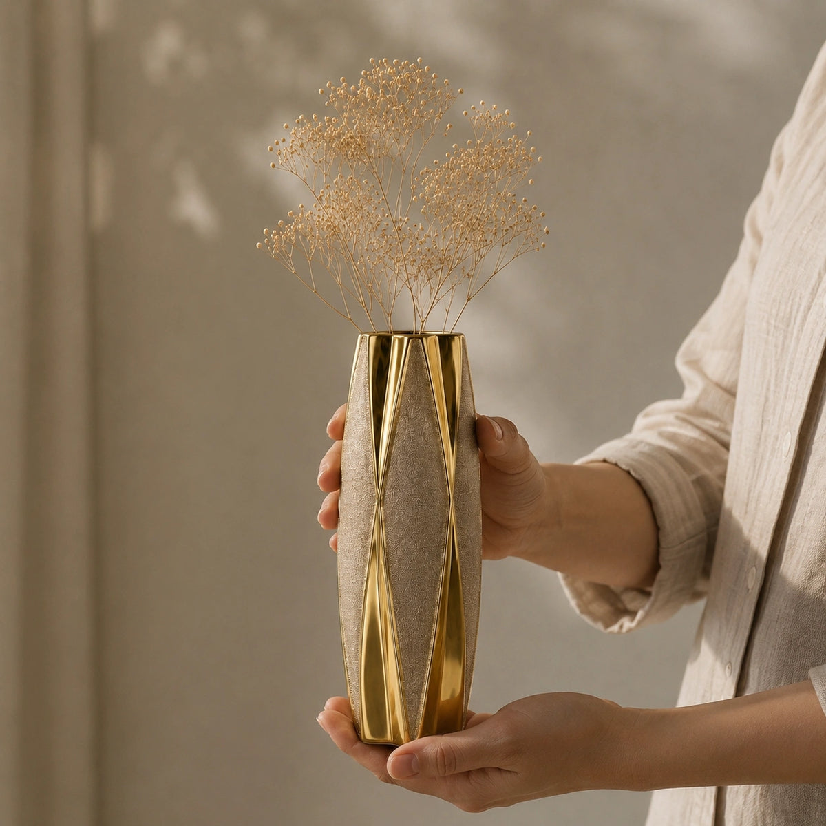 Grand vase en céramique doré - Elyne
