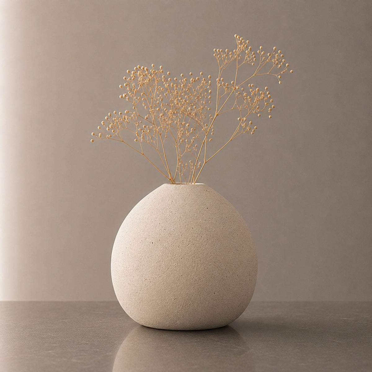 Petit vase en céramique beige - Rond, Alio